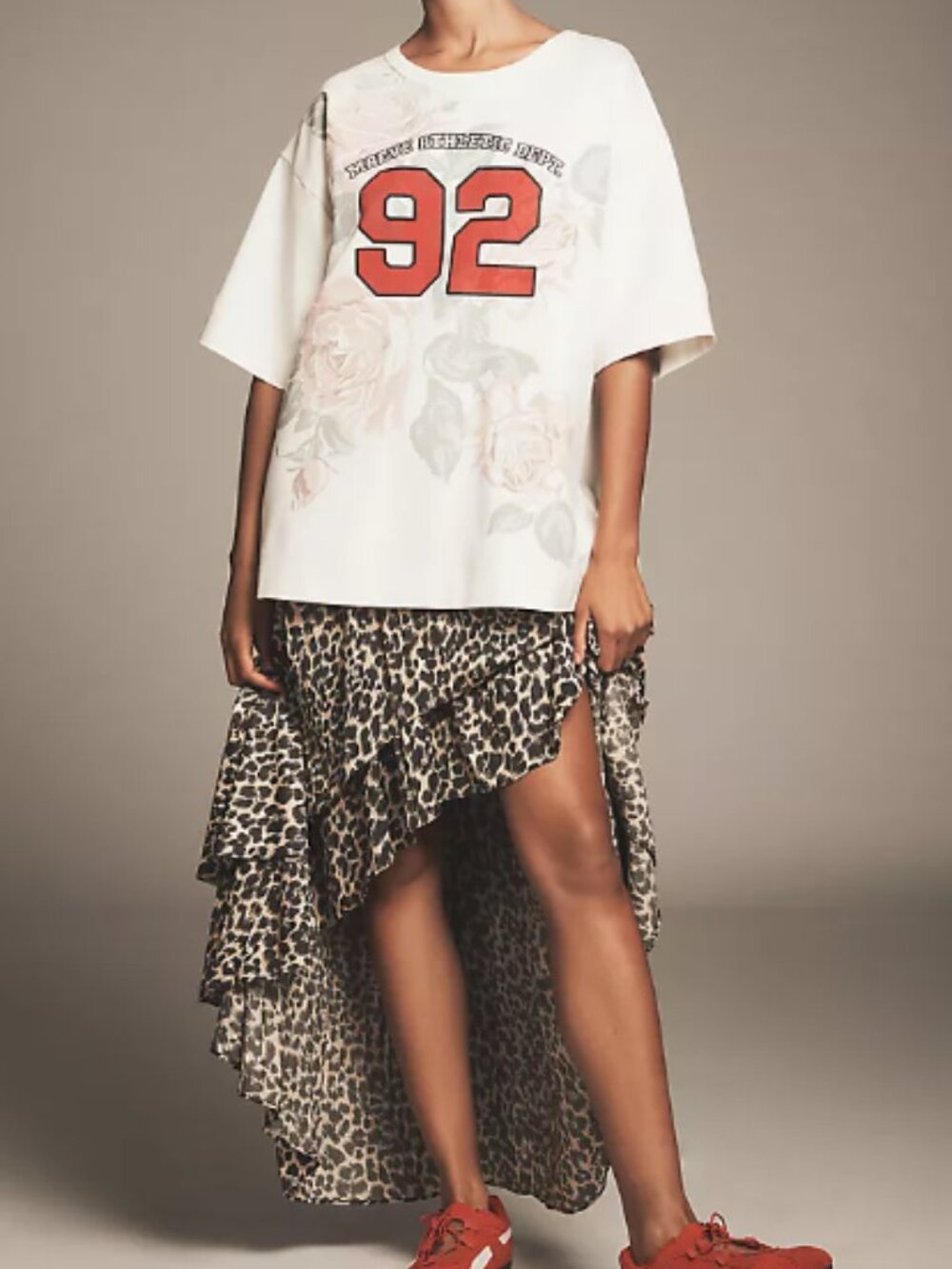 Anthropologie Maeve Oversized Twofer Graphic T-Shirt Midi Dress Size S NWT